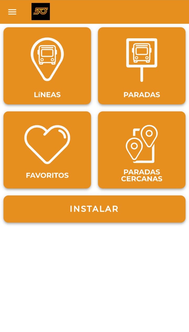 Pantalla de la aplicación de Transporte Público Plottier